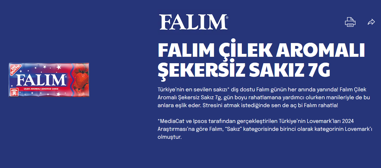 Falim Sugar Free Plain Chewing Gum, Strawberry Flavored, 20 x 5 Packs, 100 Pcs