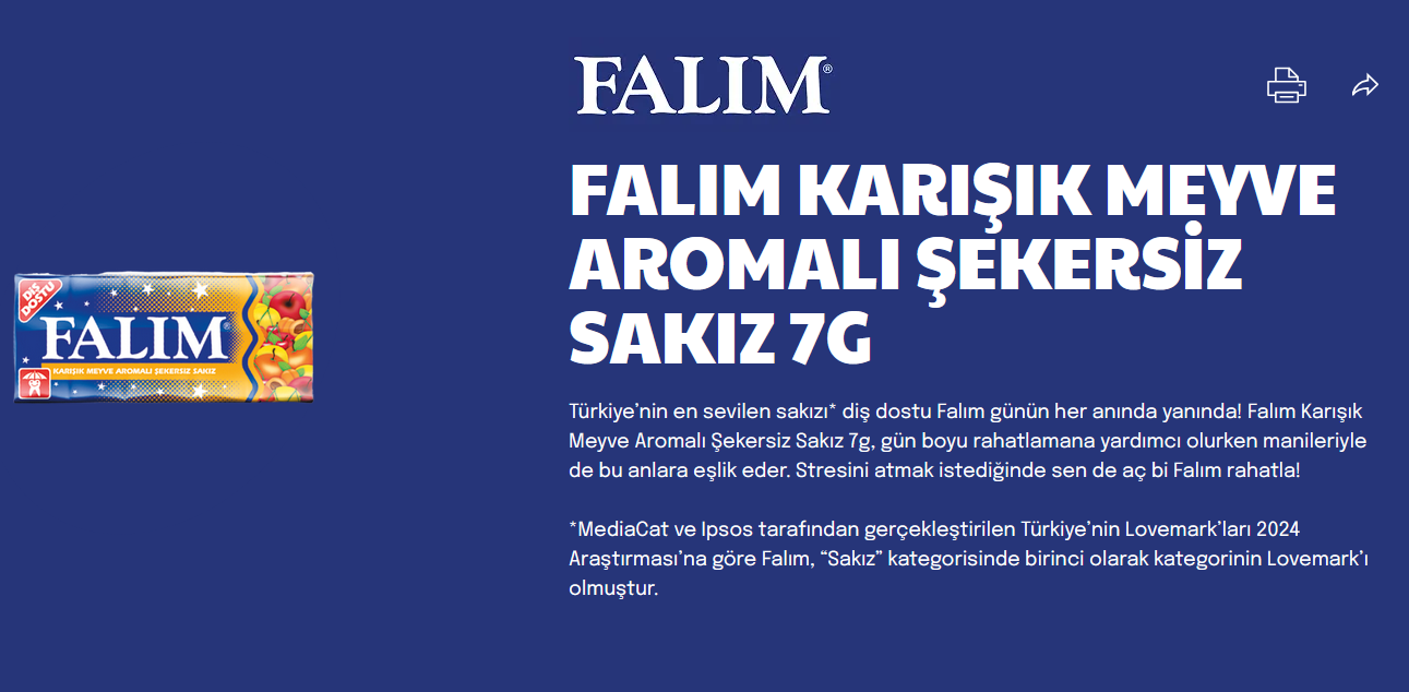 Falim Sugar Free Plain Chewing Gum, Fruit Mix Flavored, 20 x 5 Packs, 100 Pcs