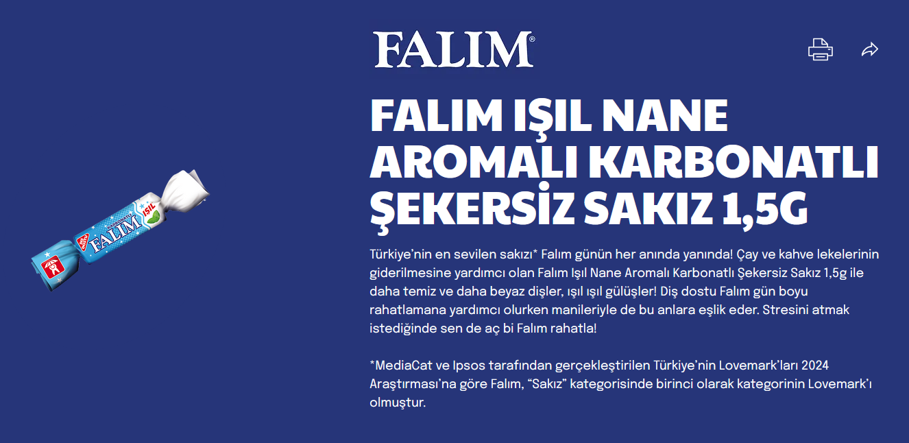 Falim Sugar Free Carbonated Chewing Gum, Mint Flavored, Individually Wrapped 100 Pcs