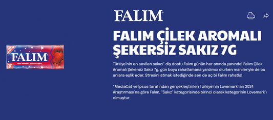 Falim Sugar Free Plain Chewing Gum, Strawberry Flavored, 20 x 5 Packs, 100 Pcs