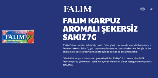 Falim Sugar Free Plain Chewing Gum, Watermelon Flavored, 20 x 5 Packs, 100 Pcs