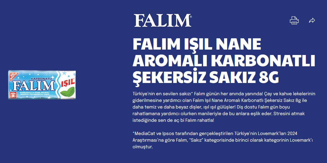 Falim Sugar Free Carbonated Chewing Gum, Mint Flavored, 20 x 5 Packs, 100 Pcs