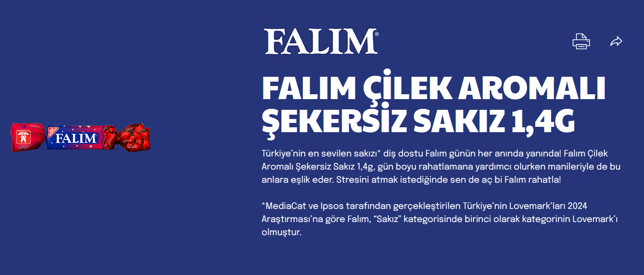 Falim Sugar Free Plain Chewing Gum, Strawberry Flavored, Individually Wrapped 100 Pcs